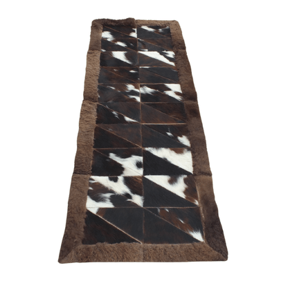 Rectangle Patchwork Area Rug - Cowhide Center, Bison Edge - 2'x6 - Hides & Leathers - Bison Rugs