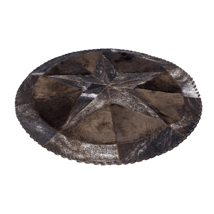 Round Western Rug - Bison Star & Edge 42" - Hides & Leathers - Bison Rugs