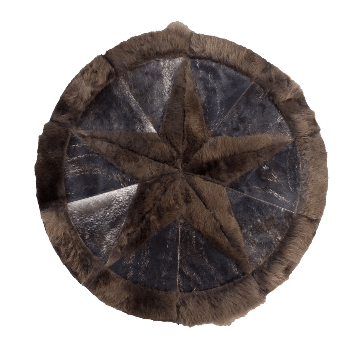 Round Western Rug - Bison Star & Edge 42" - Hides & Leathers - Bison Rugs