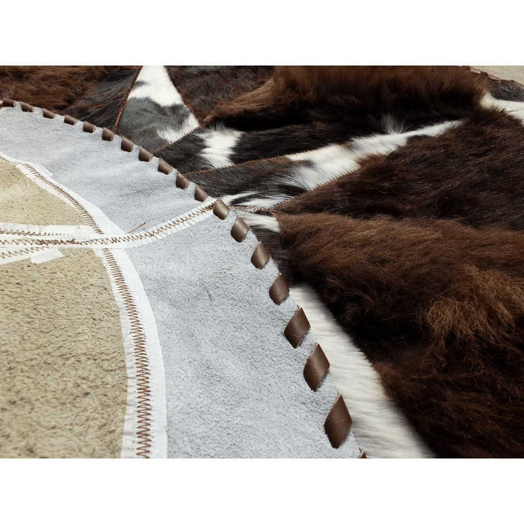 Round Western Rug - Bison Star & Edge 42" - Hides & Leathers - Bison Rugs