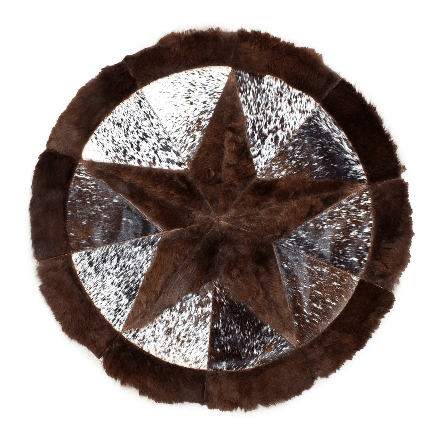 Round Western Rug - Bison Star & Edge 60" - Hides & Leathers - Bison Rugs