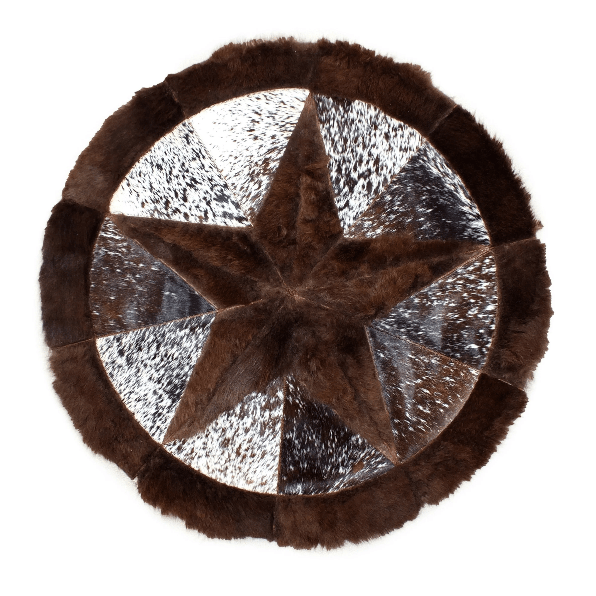 Round Western Rug - Bison Star & Edge 60" - Hides & Leathers - Bison Rugs