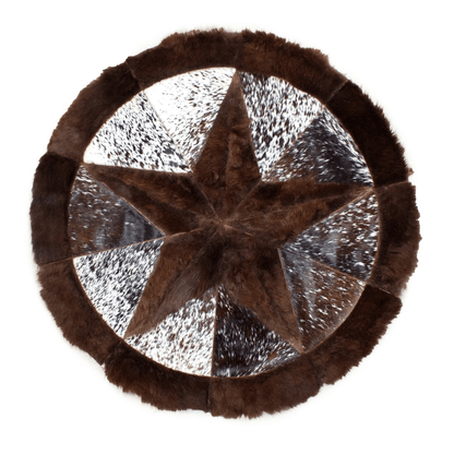 Round Western Rug - Bison Star & Edge 60" - Hides & Leathers - Bison Rugs