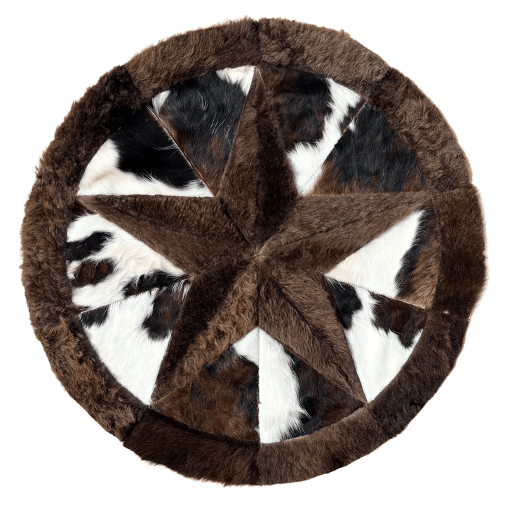 Round Western Rug - Bison Star & Edge 60" - Hides & Leathers - Bison Rugs