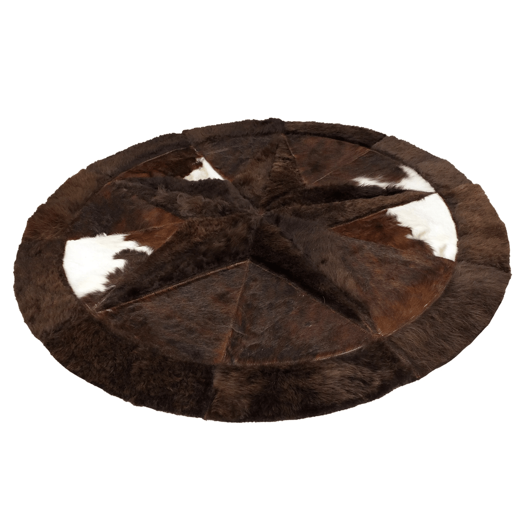 Round Western Rug - Bison Star & Edge 60" - Hides & Leathers - Bison Rugs