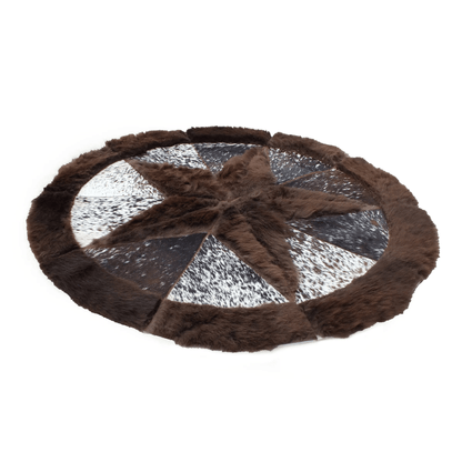 Round Western Rug - Bison Star & Edge 60" - Hides & Leathers - Bison Rugs
