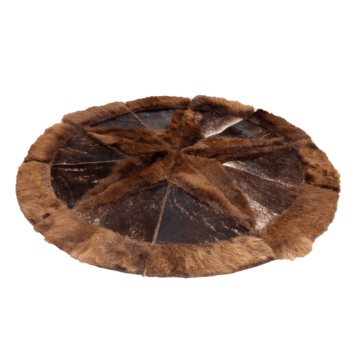 Round Western Rug - Bison Star & Edge 60" - Hides & Leathers - Bison Rugs