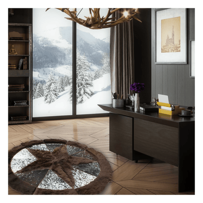 Round Western Rug - Bison Star & Edge 60" - Hides & Leathers - Bison Rugs