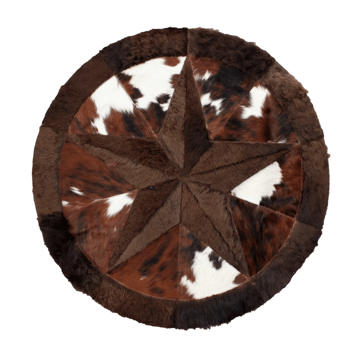Round Western Rug - Bison Star & Edge 72" - Hides & Leathers - Bison Rugs