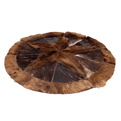 Round Western Rug - Bison Star & Edge 72" - Hides & Leathers - Bison Rugs