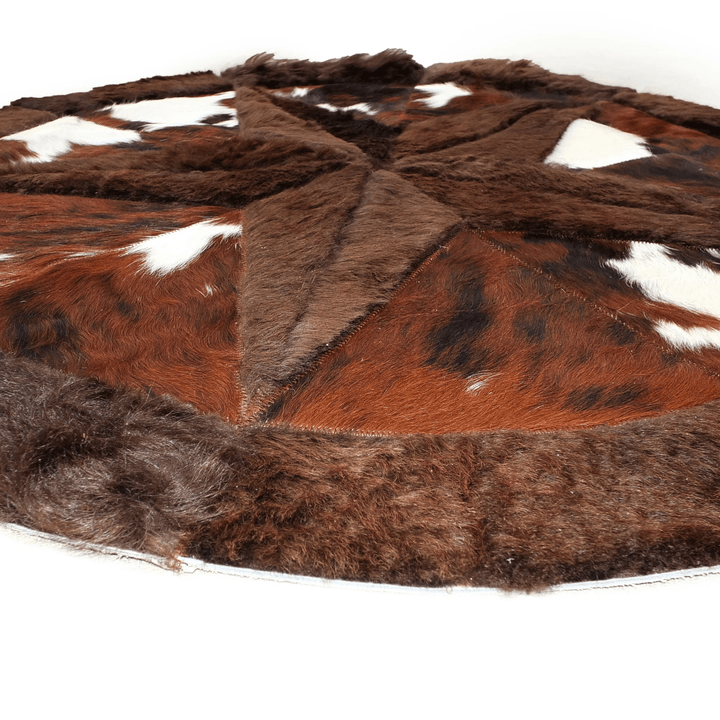 Round Western Rug - Bison Star & Edge 72" - Hides & Leathers - Bison Rugs
