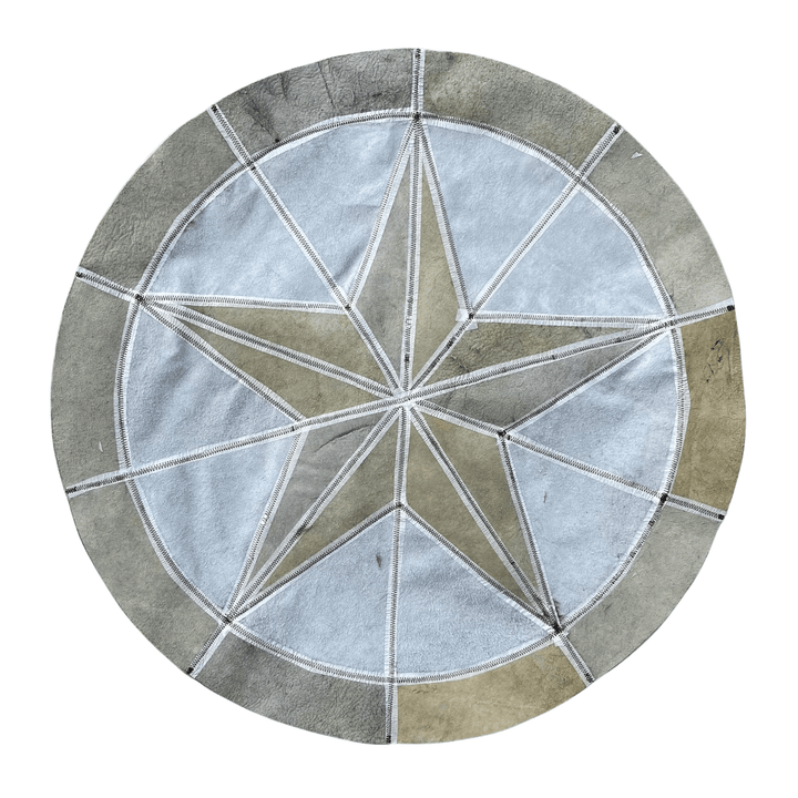 Round Western Rug - Bison Star & Edge 72" - Hides & Leathers - Bison Rugs