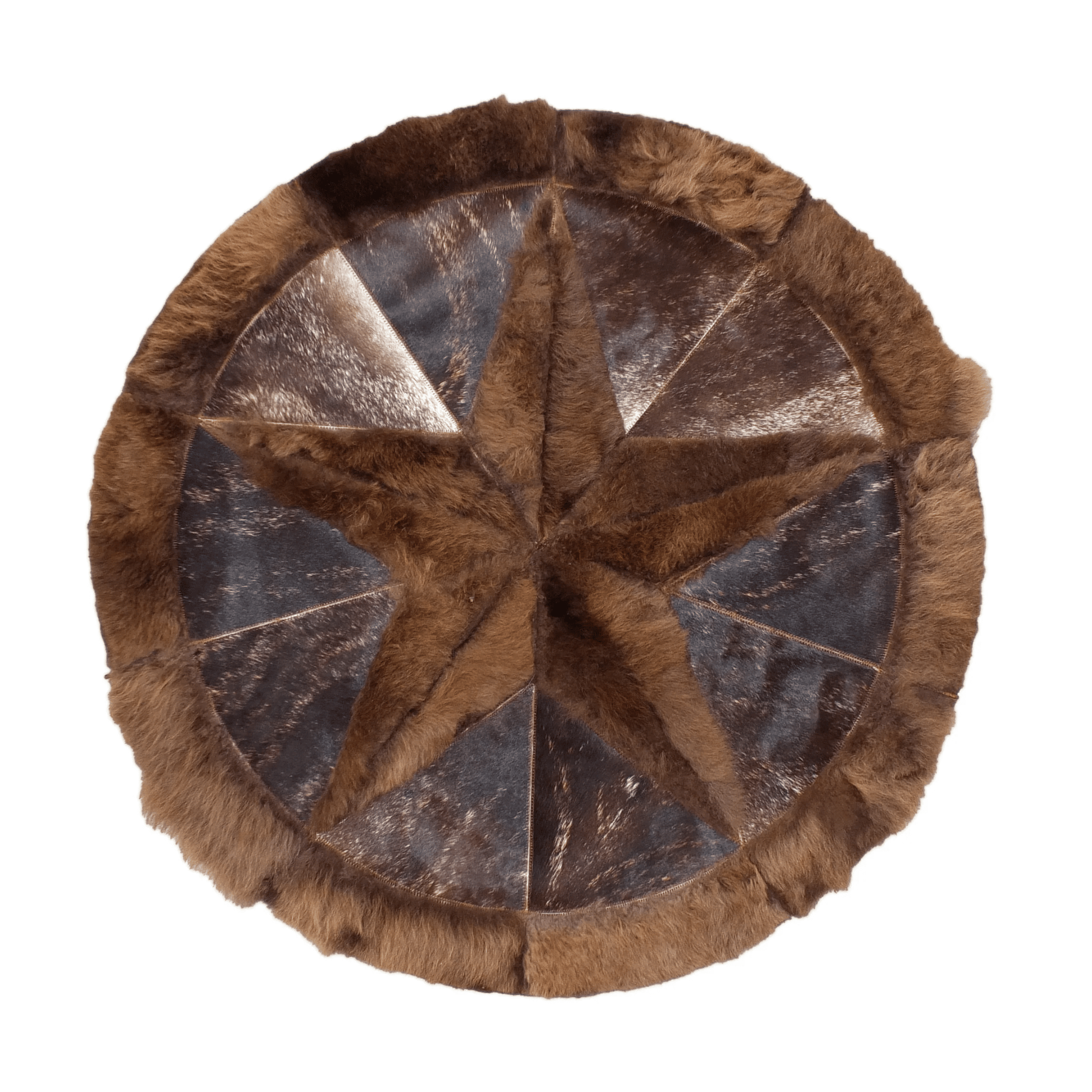 Round Western Rug - Bison Star & Edge 72" - Hides & Leathers - Bison Rugs