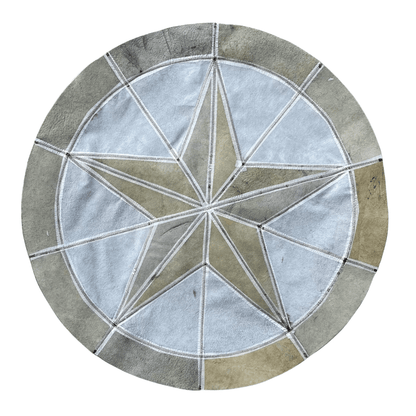 Round Western Rug - Bison Star & Edge 72" - Hides & Leathers - Bison Rugs