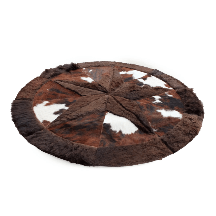 Round Western Rug - Bison Star & Edge 72" - Hides & Leathers - Bison Rugs