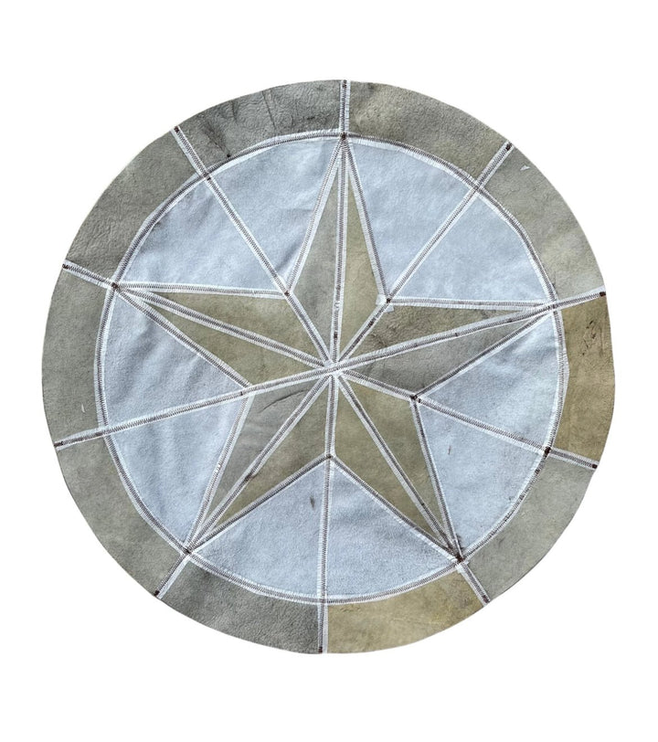 Round Western Rug - Bison Star & Edge (Black Speckled) - Hides & Leathers - 