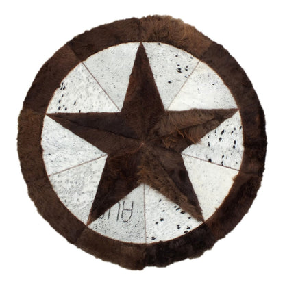 Round Western Rug - Bison Star & Edge (Black Speckled) - Hides & Leathers - 