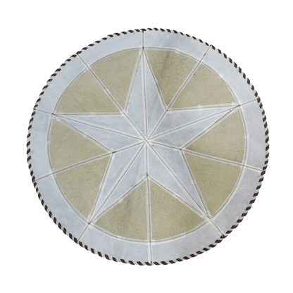 Round Western Rug - Cowhide Star & Edge, Bison Fill 72" - Hides & Leathers - Cowhide Rugs