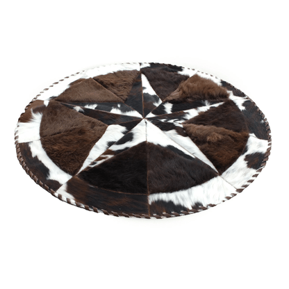 Round Western Rug - Cowhide Star & Edge, Bison Fill 72" - Hides & Leathers - Cowhide Rugs