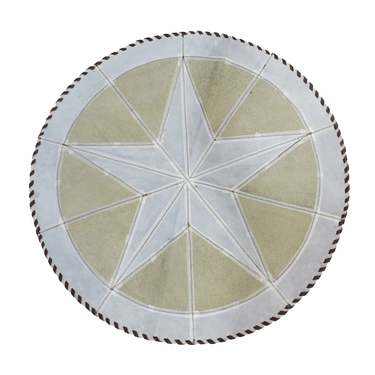 Round Western Rug - Cowhide Star & Edge, Bison Fill 72" - Hides & Leathers - Cowhide Rugs