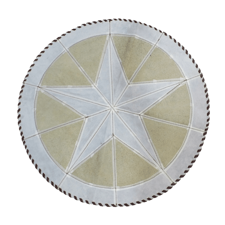 Round Western Rug - Cowhide Star & Edge, Bison Fill 72" - Hides & Leathers - Cowhide Rugs