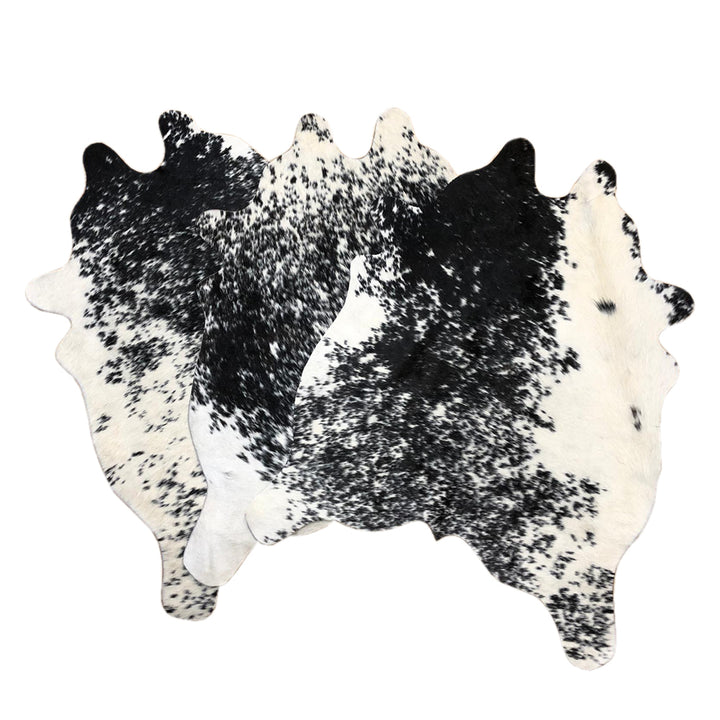 Cutout Cowhide Mini Rugs - Black White Speckled