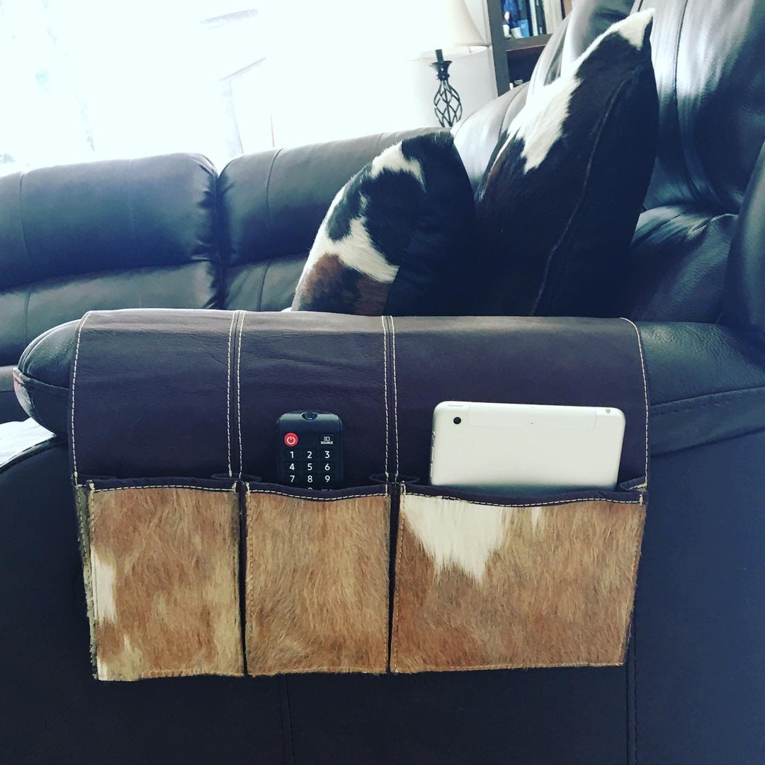 Cowhide and Leather Bedside Organizer - Hides & Leather Store - By Trahide -