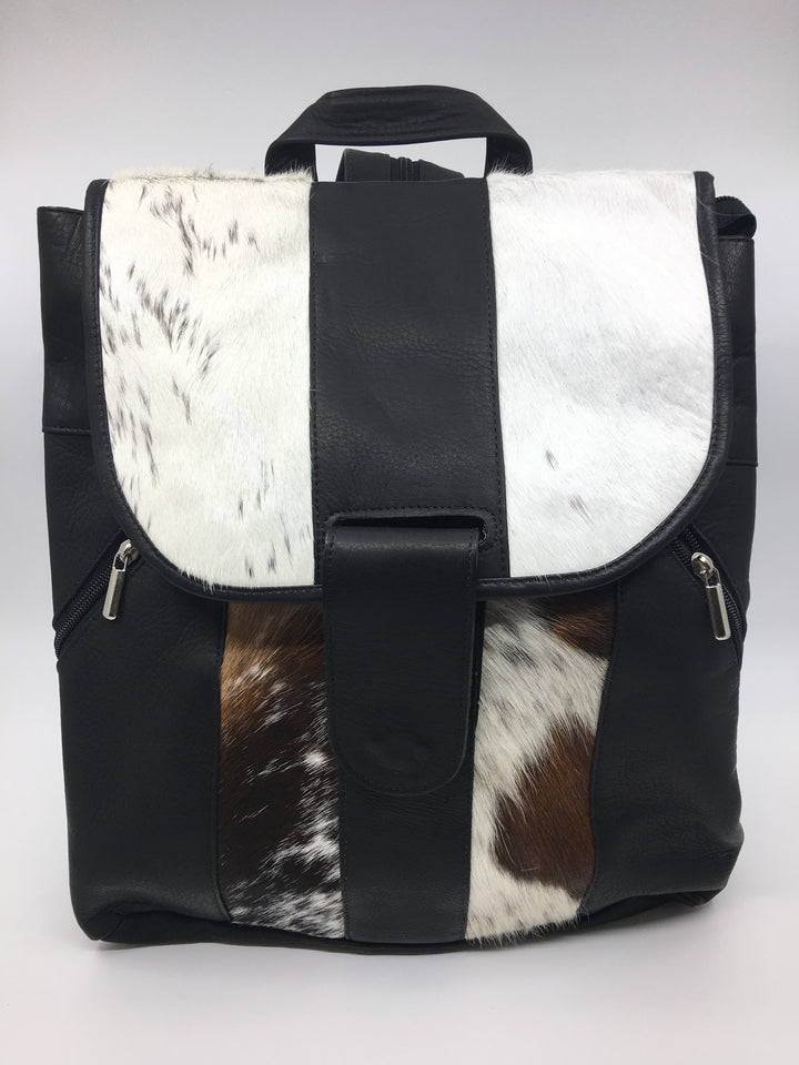 Leather backpacks combined with hair on cowhide leather